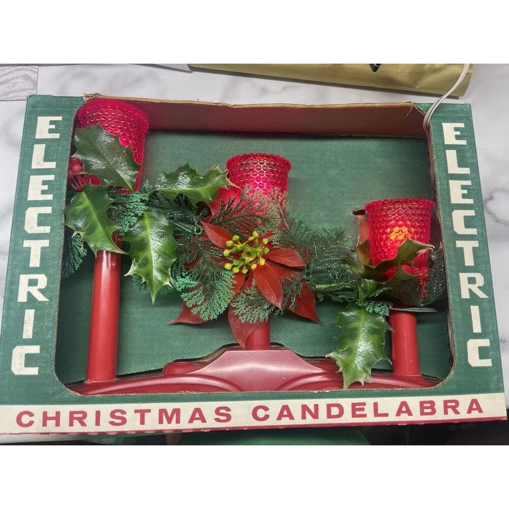 Vintage 1960s ACLA Beacon Electric Christmas Candelabra No. 3720 Box Works MCM